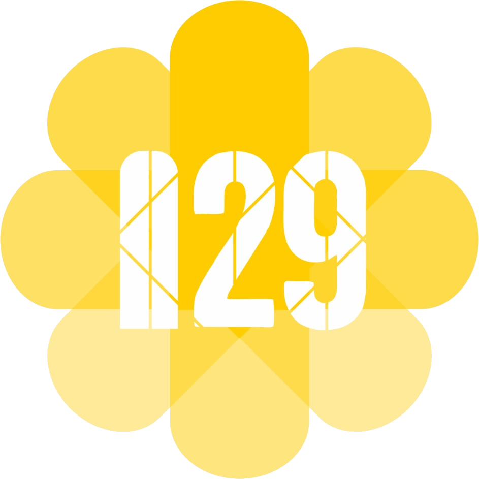 Símbolo do Instituto 29: pétalas circulares em tons de sol ao redor do número 29